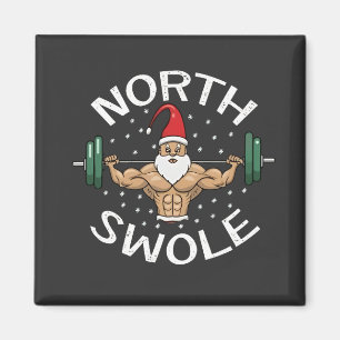 North Swole Funny Muscle Santa Christmas Fitness Magnet