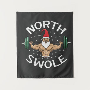 North Swole Funny Muscle Santa Christmas Fitness Tapestry