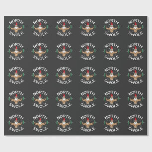 North Swole Funny Muscle Santa Christmas Fitness Wrapping Paper