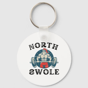 North Swole Funny Workout Santa Christmas Bodybuil Key Ring