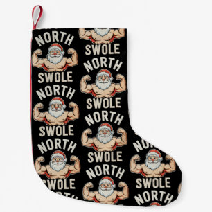 North Swole Santa Gym Workout Fitness Christmas Small Christmas Stocking