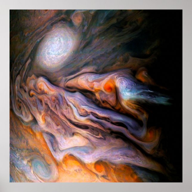North Temperate Belt Jupiter Swirling Clouds Poster (Front)
