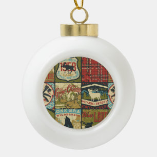 North Territories Adventure: Symbolic Patchwork Ceramic Ball Christmas Ornament