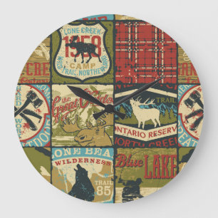 North Territories Adventure: Symbolic Patchwork Large Clock