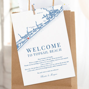 North Topsail Beach Wedding Welcome Letter Navy Thank You Card