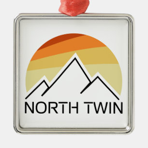 North Twin Mountain New Hampshire Retro Metal Ornament