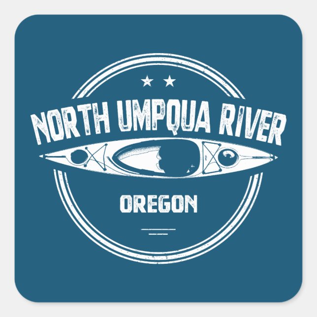 North Umpqua River Oregon Kayak Square Sticker (Front)