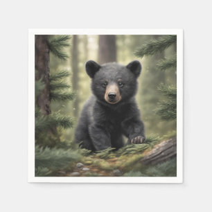 North Woods Little Black Bear Cub Paper Napkin
