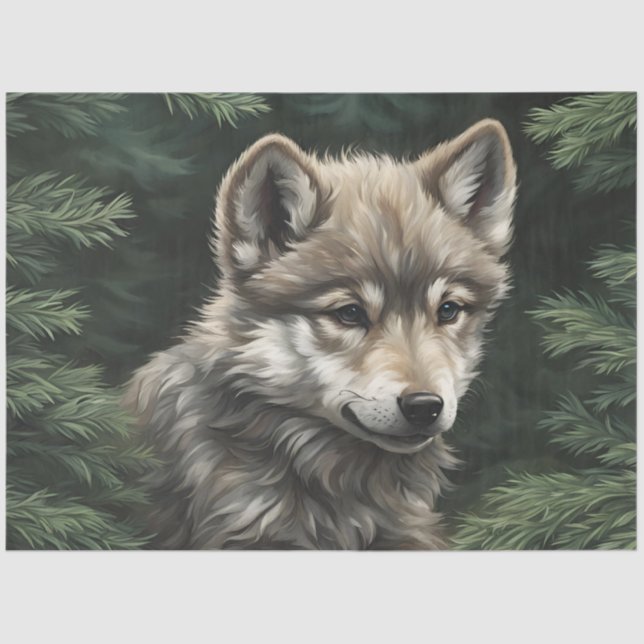 North Woods Wolf Cub Tissue Paper (Front)