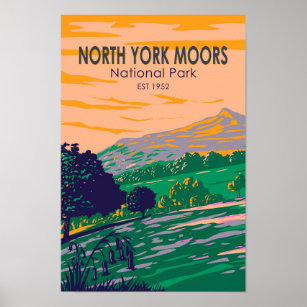 North York Moors National Park England Vintage Poster