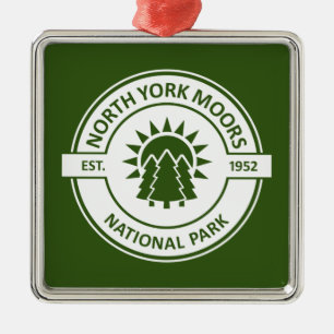 North York Moors National Park Sun Trees Metal Ornament
