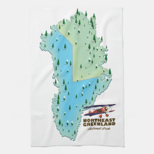 Northeast Greenland National Park map Tea Towel