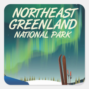 Northeast Greenland travel poster Square Sticker