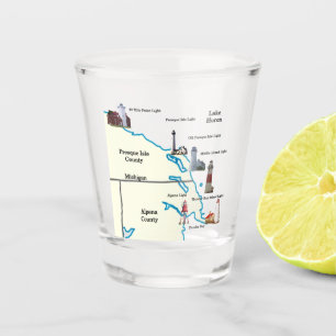 Northeast Lower Michigan Lighthouses shot glass