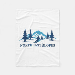 Northeast Slopes Vermont Ski Resort Skiing Skier _ Fleece Blanket