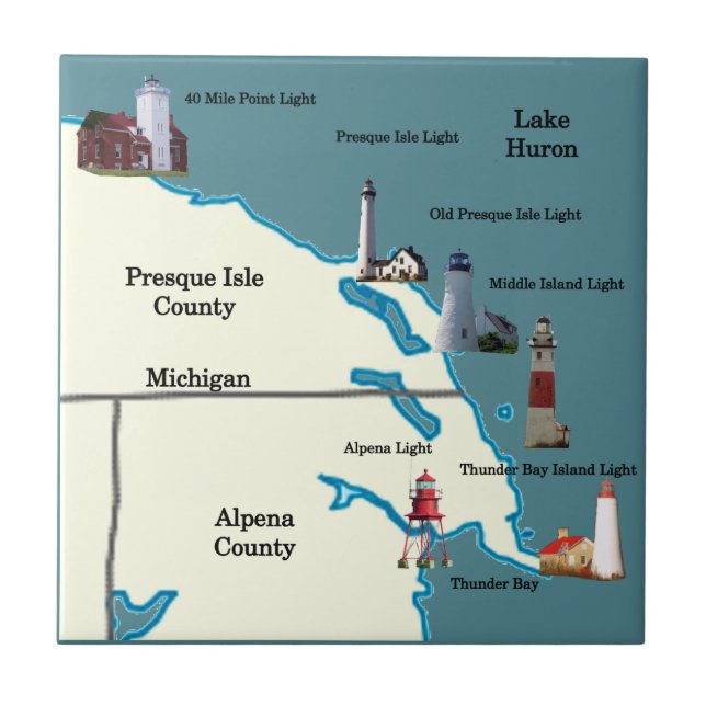 Northeastern Lower Michigan Lighthouses tile (Front)