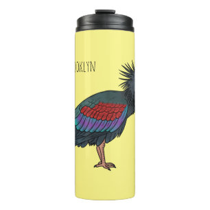 Northern bald ibis bird cartoon illustration thermal tumbler
