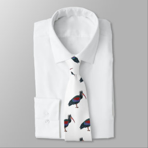 Northern bald ibis bird cartoon illustration tie