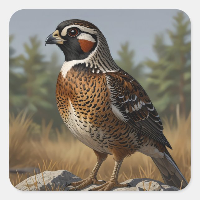 Northern Bobwhite  Square Sticker (Front)