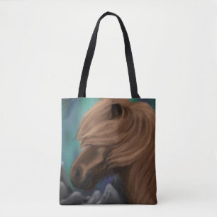 Northern Breeze: Icelandic Horse in Midnight Gust Tote Bag