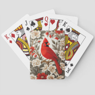 Northern Cardinal Bird Beautiful Floral Playing Cards