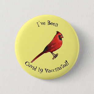 Northern cardinal bird cartoon illustration  6 cm round badge