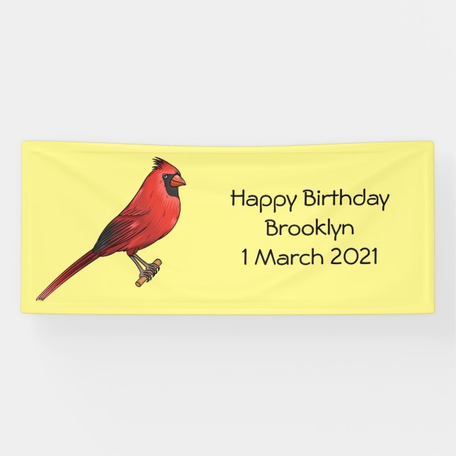 Northern cardinal bird cartoon illustration  banner (Horizontal)