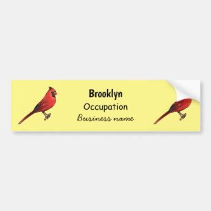 Northern cardinal bird cartoon illustration bumper sticker