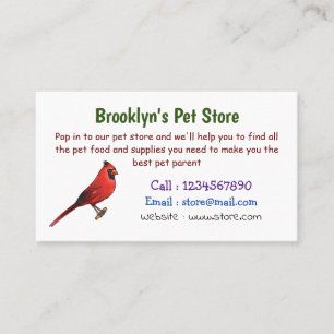 Northern cardinal bird cartoon illustration business card