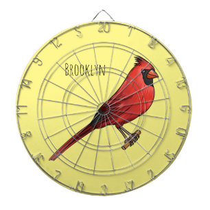 Northern cardinal bird cartoon illustration dartboard