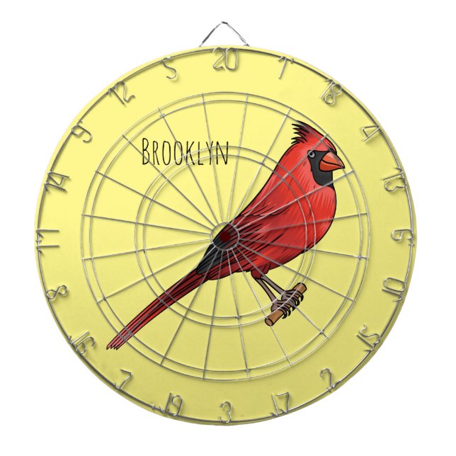 Northern cardinal bird cartoon illustration dartboard (Front)