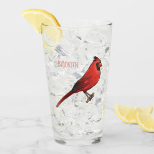 Northern cardinal bird cartoon illustration glass