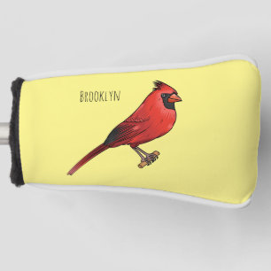 Northern cardinal bird cartoon illustration golf head cover