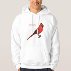 Northern cardinal bird cartoon illustration hoodie