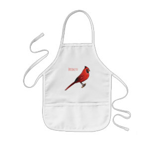 Northern cardinal bird cartoon illustration kids apron