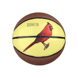 Northern cardinal bird cartoon illustration mini basketball