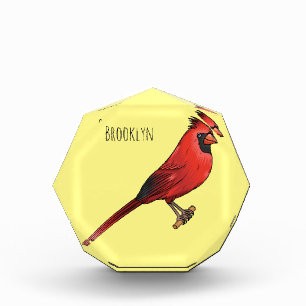 Northern cardinal bird cartoon illustration photo block