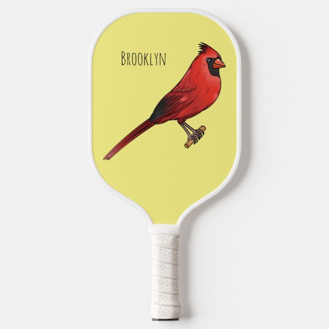Northern cardinal bird cartoon illustration  pickleball paddle (Front)