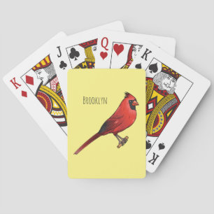 Northern cardinal bird cartoon illustration playing cards
