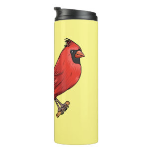 Northern cardinal bird cartoon illustration thermal tumbler