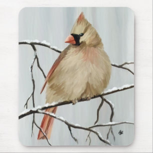 Northern Cardinal Bird In Winter Mouse Pad
