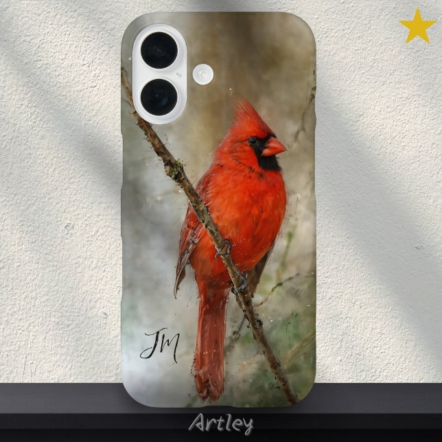 Northern Cardinal Bird Painting Custom Name  Case-Mate iPhone Case (Creator Uploaded)