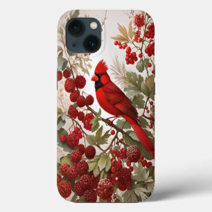 Northern Cardinal Bird Red Berries iPhone 13 Case