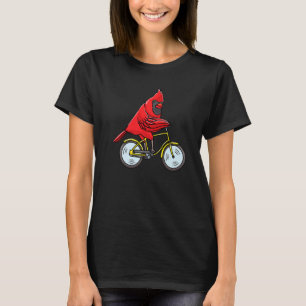 Northern Cardinal Bird Red Cardinal Riding A Bike T-Shirt