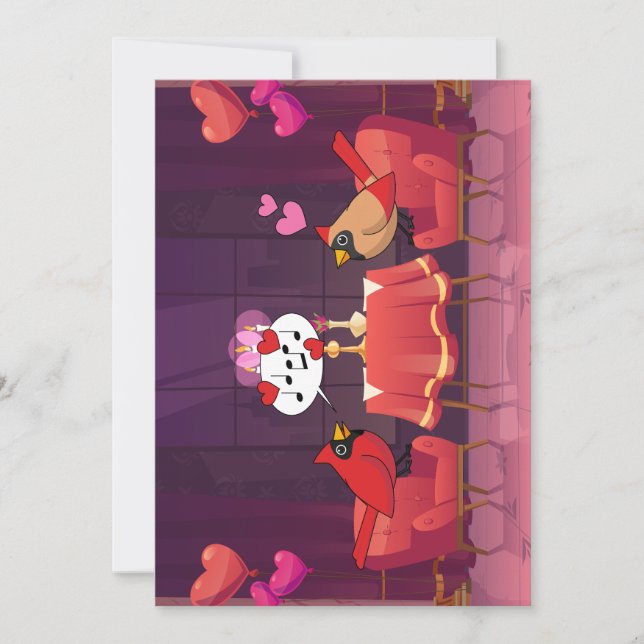 Northern Cardinal Birds Dinner Date Holiday Card (Front)