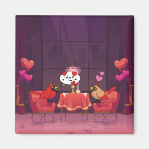 Northern Cardinal Birds Dinner Date Magnet
