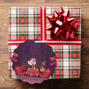 Northern Cardinal Birds Dinner Date Tree Decoration Card