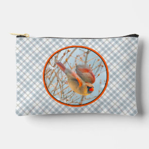 Northern Cardinal Flying in Snow Original Photo Accessory Pouch