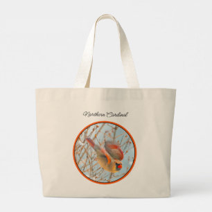 Northern Cardinal Flying in Snow Original Photo Large Tote Bag
