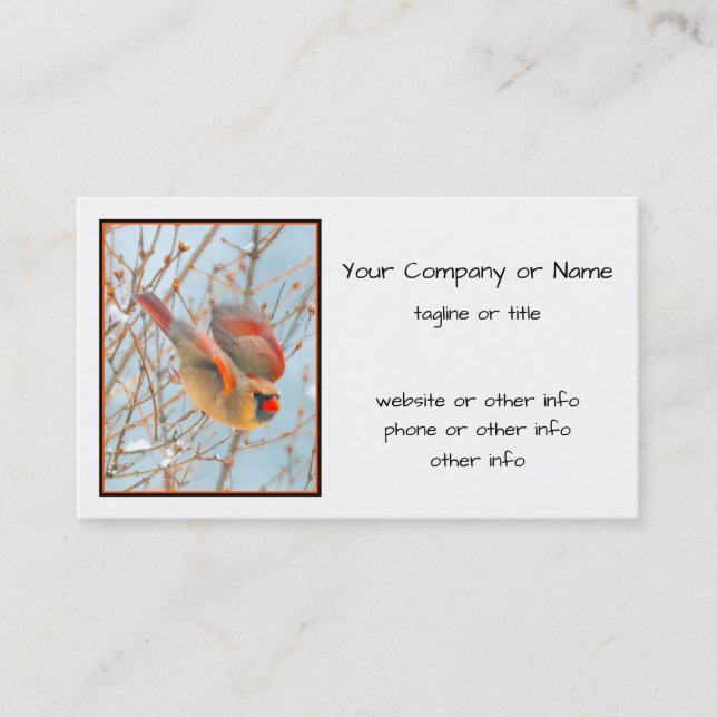 Northern Cardinal Flying - Original Photograph Business Card (Front)